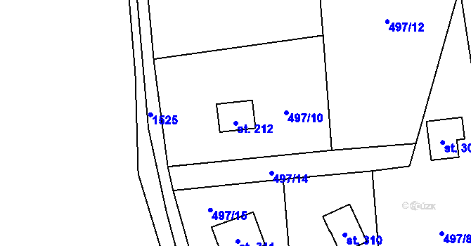 Parcela st. 212 v KÚ Špičák, Katastrální mapa