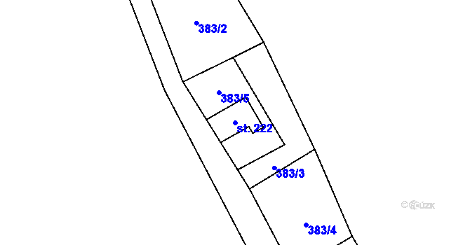 Parcela st. 222 v KÚ Špičák, Katastrální mapa