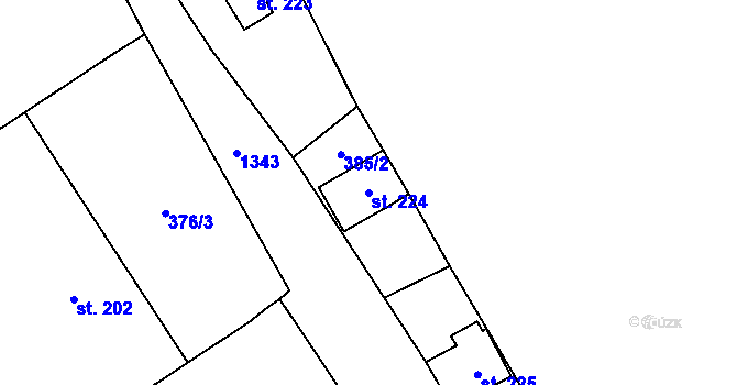 Parcela st. 224 v KÚ Špičák, Katastrální mapa