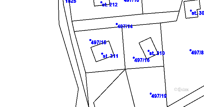 Parcela st. 311 v KÚ Špičák, Katastrální mapa