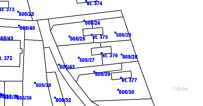 Parcela st. 376 v KÚ Špičák, Katastrální mapa
