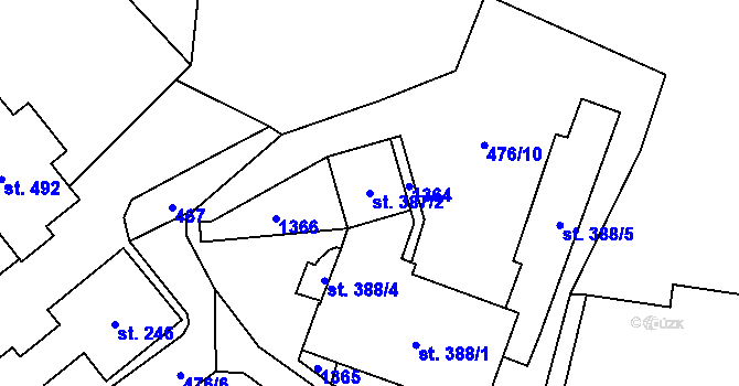 Parcela st. 387/2 v KÚ Špičák, Katastrální mapa