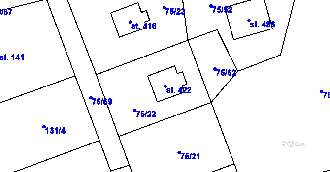 Parcela st. 422 v KÚ Špičák, Katastrální mapa