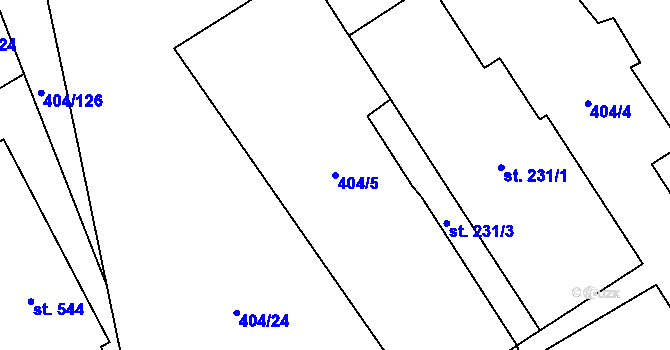 Parcela st. 404/5 v KÚ Špičák, Katastrální mapa