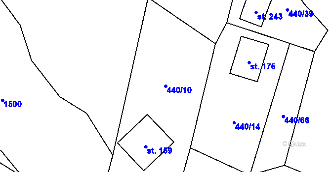 Parcela st. 440/10 v KÚ Špičák, Katastrální mapa