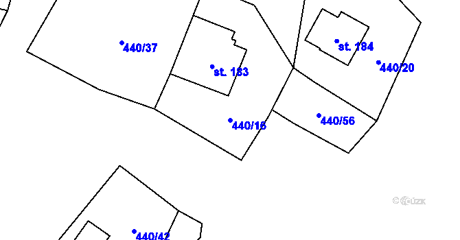 Parcela st. 440/16 v KÚ Špičák, Katastrální mapa
