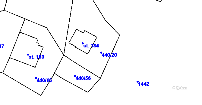 Parcela st. 440/20 v KÚ Špičák, Katastrální mapa