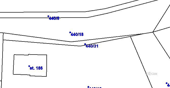 Parcela st. 440/31 v KÚ Špičák, Katastrální mapa