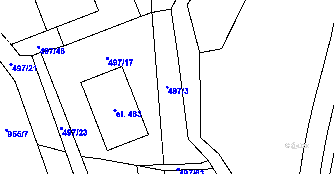 Parcela st. 497/3 v KÚ Špičák, Katastrální mapa