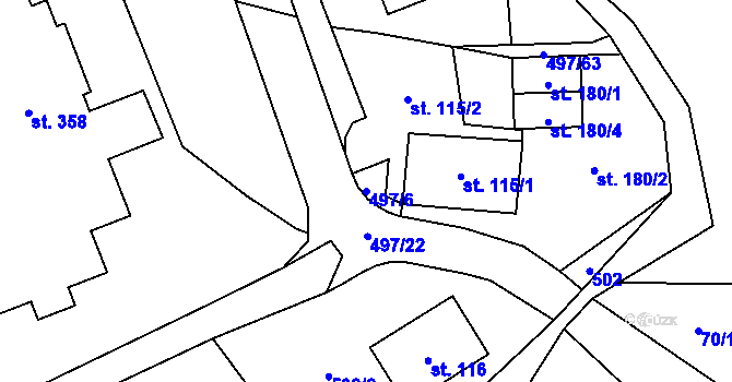 Parcela st. 497/6 v KÚ Špičák, Katastrální mapa