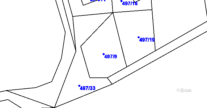 Parcela st. 497/9 v KÚ Špičák, Katastrální mapa