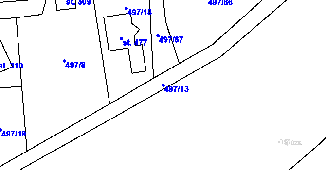 Parcela st. 497/13 v KÚ Špičák, Katastrální mapa