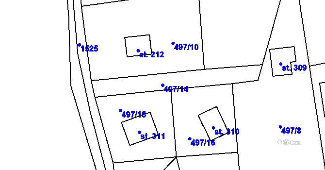 Parcela st. 497/14 v KÚ Špičák, Katastrální mapa