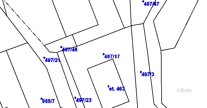 Parcela st. 497/17 v KÚ Špičák, Katastrální mapa
