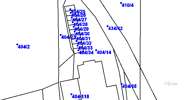 Parcela st. 404/14 v KÚ Špičák, Katastrální mapa