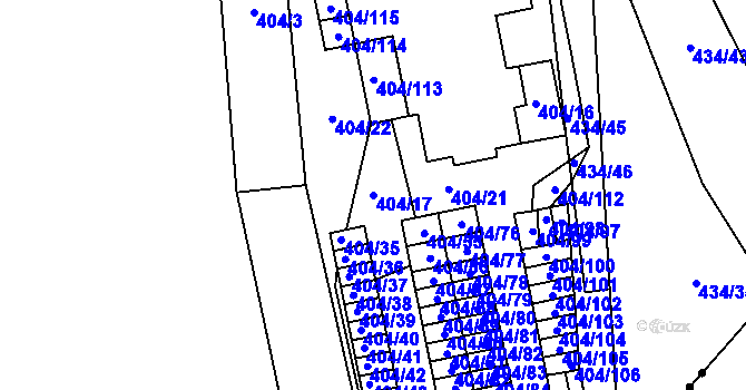 Parcela st. 404/17 v KÚ Špičák, Katastrální mapa
