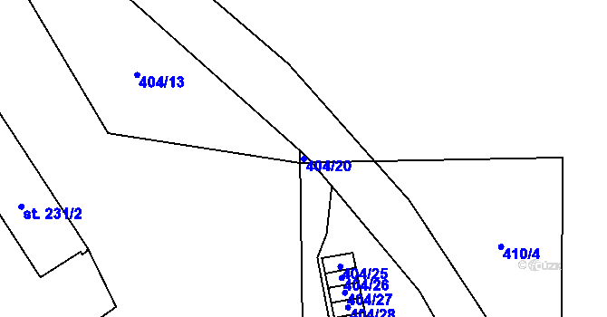 Parcela st. 404/20 v KÚ Špičák, Katastrální mapa