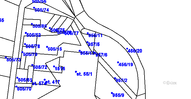 Parcela st. 955/14 v KÚ Špičák, Katastrální mapa