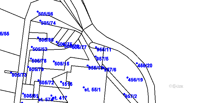 Parcela st. 955/10 v KÚ Špičák, Katastrální mapa