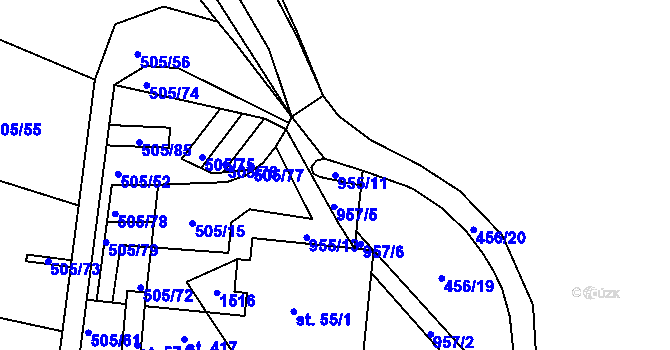 Parcela st. 955/11 v KÚ Špičák, Katastrální mapa