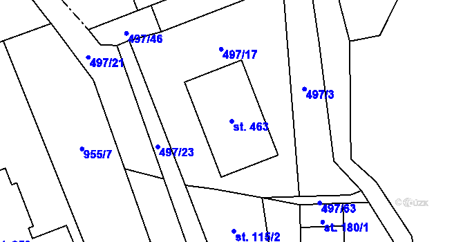 Parcela st. 463 v KÚ Špičák, Katastrální mapa