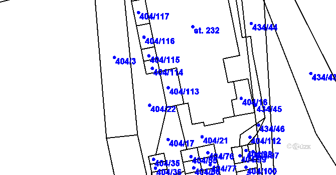 Parcela st. 404/113 v KÚ Špičák, Katastrální mapa