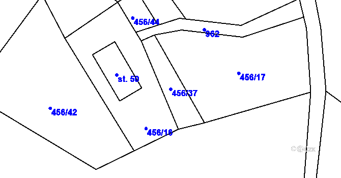 Parcela st. 456/37 v KÚ Špičák, Katastrální mapa