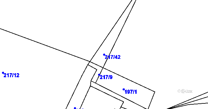 Parcela st. 217/42 v KÚ Špičák, Katastrální mapa