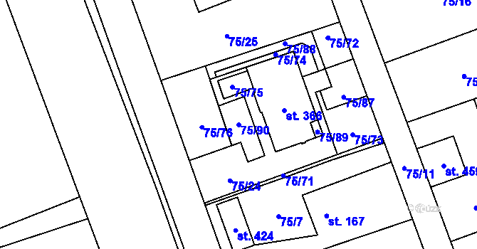 Parcela st. 75/90 v KÚ Špičák, Katastrální mapa