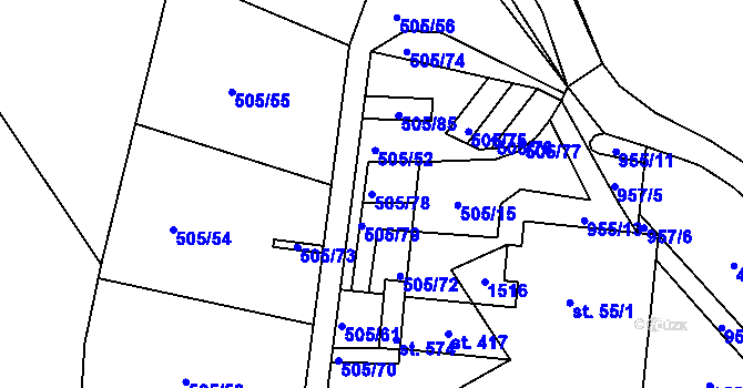 Parcela st. 505/78 v KÚ Špičák, Katastrální mapa