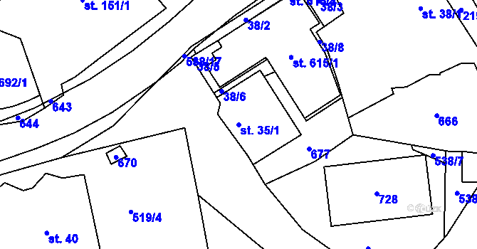 Parcela st. 35/1 v KÚ Železná Ruda, Katastrální mapa