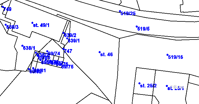 Parcela st. 46 v KÚ Železná Ruda, Katastrální mapa