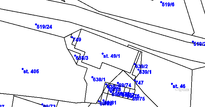 Parcela st. 49/1 v KÚ Železná Ruda, Katastrální mapa