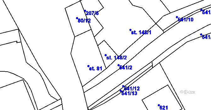 Parcela st. 148/2 v KÚ Železná Ruda, Katastrální mapa