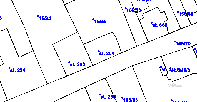 Parcela st. 264 v KÚ Železná Ruda, Katastrální mapa