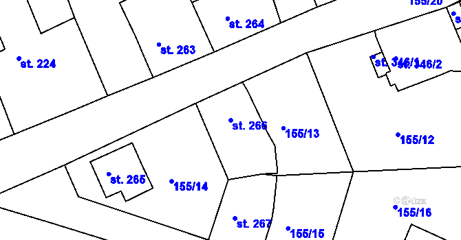 Parcela st. 266 v KÚ Železná Ruda, Katastrální mapa