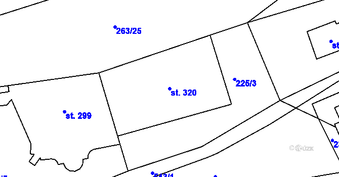 Parcela st. 320 v KÚ Železná Ruda, Katastrální mapa