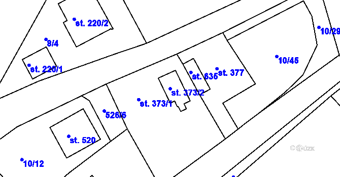 Parcela st. 373/2 v KÚ Železná Ruda, Katastrální mapa