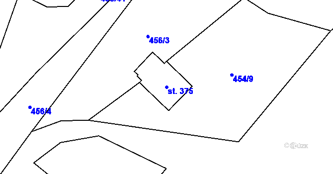 Parcela st. 375 v KÚ Železná Ruda, Katastrální mapa