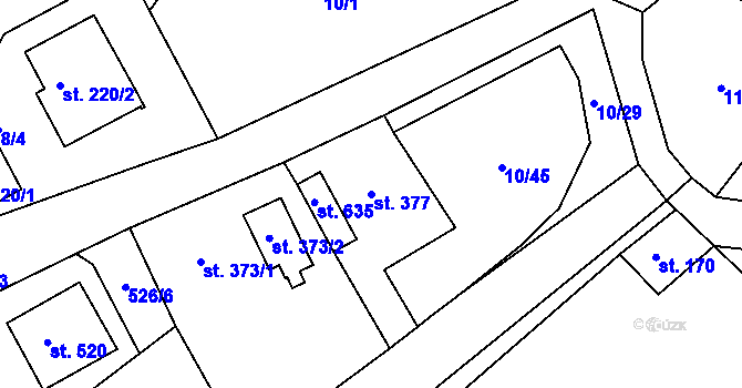 Parcela st. 377 v KÚ Železná Ruda, Katastrální mapa