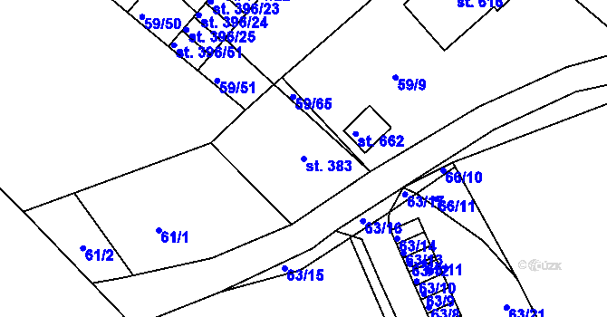 Parcela st. 383 v KÚ Železná Ruda, Katastrální mapa