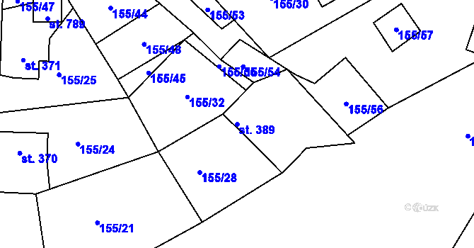 Parcela st. 389 v KÚ Železná Ruda, Katastrální mapa