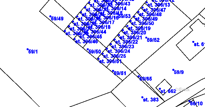 Parcela st. 396/25 v KÚ Železná Ruda, Katastrální mapa