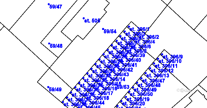 Parcela st. 396/28 v KÚ Železná Ruda, Katastrální mapa