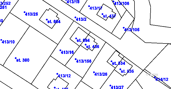Parcela st. 436 v KÚ Železná Ruda, Katastrální mapa