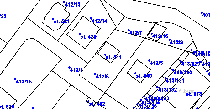 Parcela st. 441 v KÚ Železná Ruda, Katastrální mapa