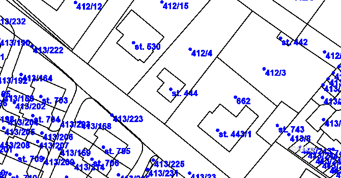 Parcela st. 444 v KÚ Železná Ruda, Katastrální mapa