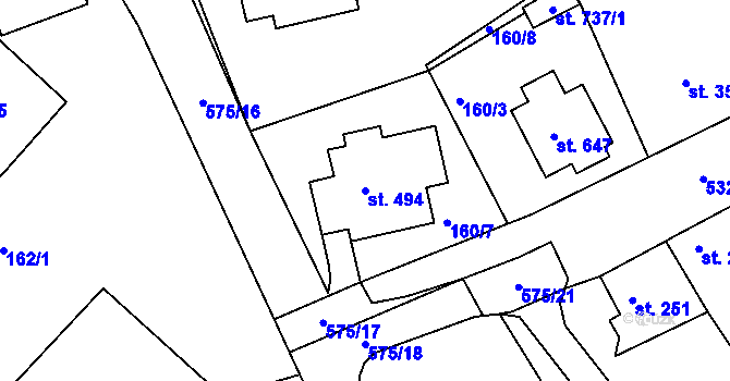 Parcela st. 494 v KÚ Železná Ruda, Katastrální mapa