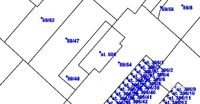 Parcela st. 505 v KÚ Železná Ruda, Katastrální mapa