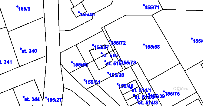 Parcela st. 516 v KÚ Železná Ruda, Katastrální mapa